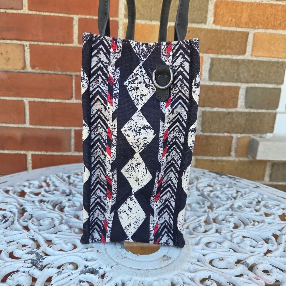 Montana West Aztec Canvas Tote Bag Western Boho Crossbody Black Red - Picture 7 of 8